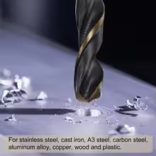 6pcs Titanium Nitride Coated M2 High Speed Steel Twist Drill Bit Set 3mm-6.5mm
