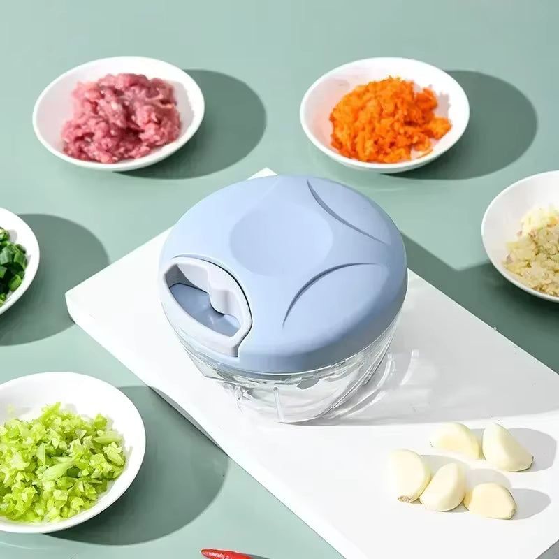 500/900ML Rope Grinder Vegetable Cutter Kitchen Garlic Puller Minced Garlic Chili Fruit Puree Garlic Mixer Rotary Food Processor