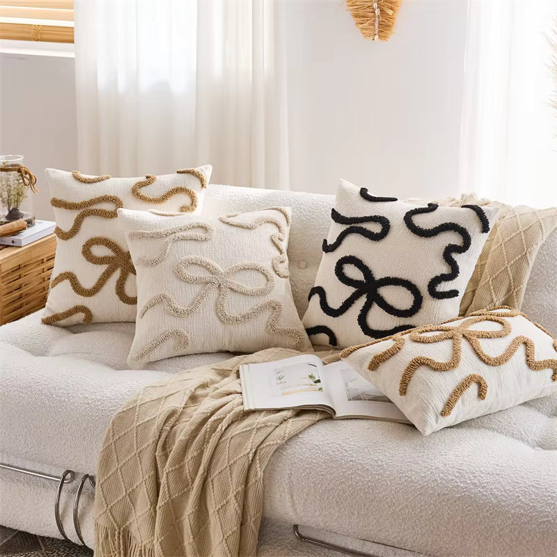Bow Chenille Throw Pillow Cover
