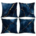 Dark Blue Gold Marble Pattern Decorative Throw Pillow Cover