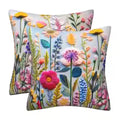 3D Embroidered Flower Velvet Throw Pillow Cover