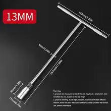 6-19mm T-Style Socket Wrench Hex Nut Key Extended Hex Screwdriver Automotive Repair Tool