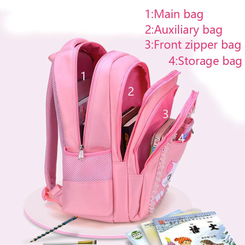 Children Backpack Pink Cute Cat Kindergarten Kid School Bag Backpack Girl Student Teenagers Waterproof Primary Bookbag SchoolBag