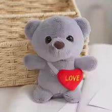 Cute Heart Bear Plush Keychain