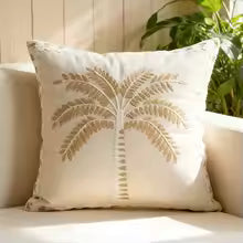 Embroidered Coconut Tree Throw Pillow Cover
