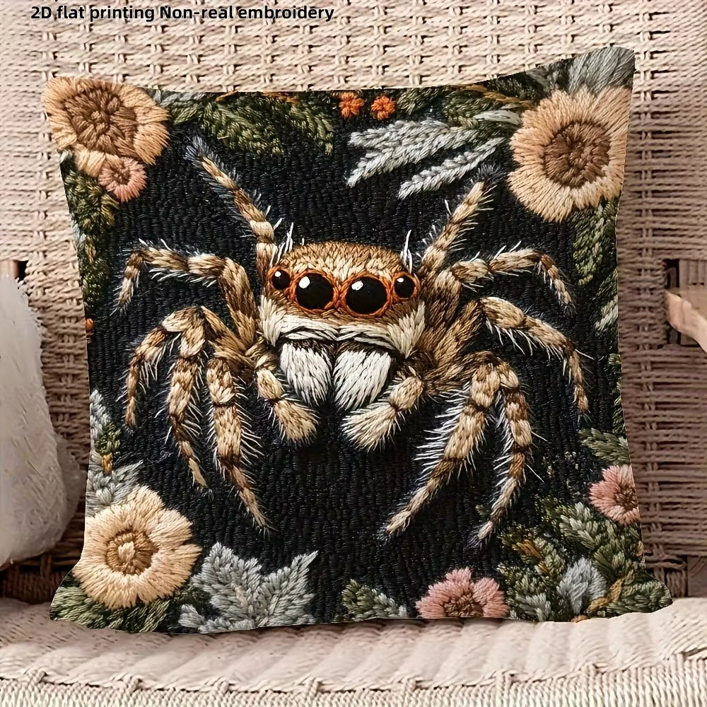 Spider Floral Pillow Cover – Halloween Decor