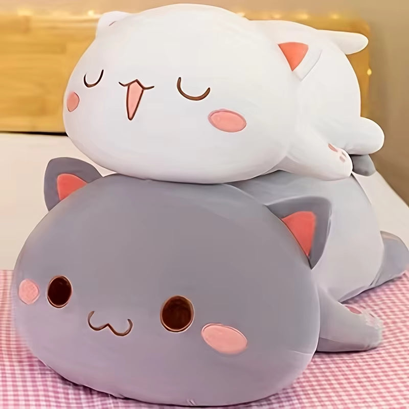 Kawaii Lying Cat Plush Toy, Soft Stuffed Pillow