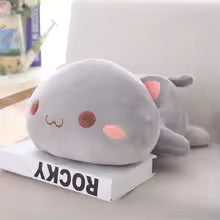 Kawaii Lying Cat Plush Toy, Soft Stuffed Pillow