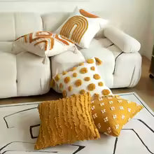 Boho Jacquard Embroidered Tassel Throw Pillow Cover 45x45cm