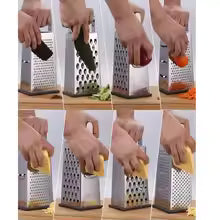 Stainless Steel 4-Sided Cheese Grater – Multifunctional Vegetable Slicer & Garlic Mincer