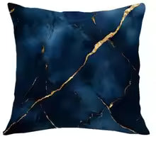 Dark Blue Gold Marble Pattern Decorative Throw Pillow Cover