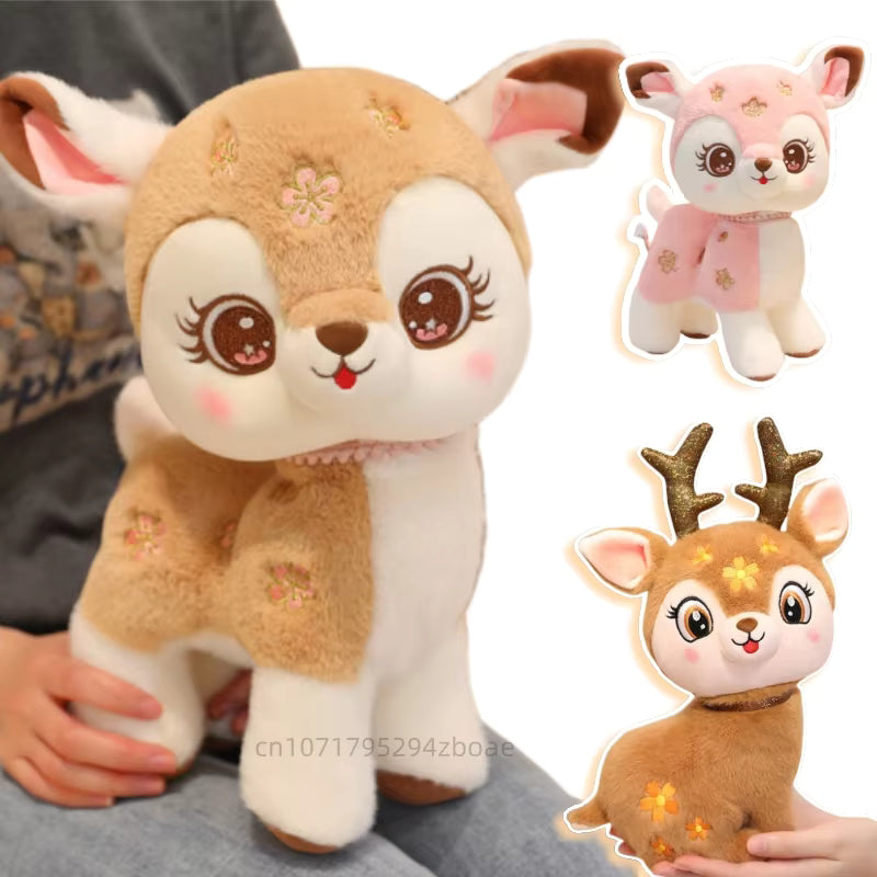15-40cm Cartoon Christmas Deer Plush Toy Sika Deer Elk Pillow