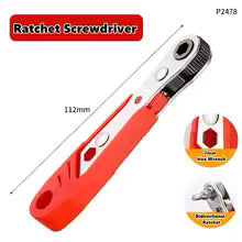 Magnetic Ratchet Wrench Screwdriver with Bits 36-Tooth Quick Ratchet L-Shaped Tool for Tight Spaces