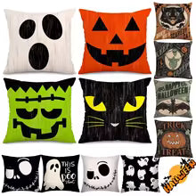 4-Pack Halloween Pillow Covers 18x18 Inch Pumpkin Cat Ghost