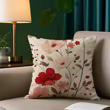 Romantic Flowers Short Plush Throw Pillow Cover