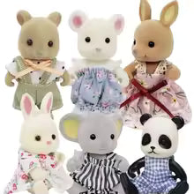 Mini Rabbit Family Dollhouse Figures