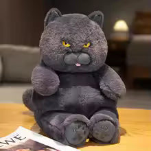 Fat Black Cat Plush Toy, Lifelike Stuffed Animal