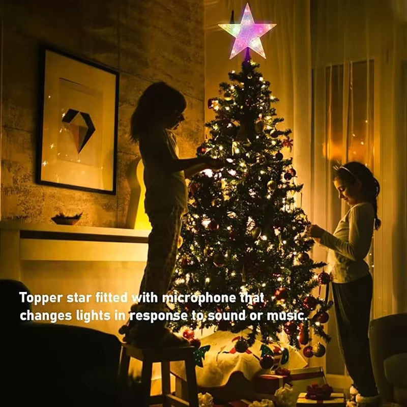 15cm Christmas Tree Decoration Stars Warm White Lights Home Room Decor