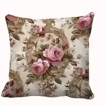 Floral Rose Pattern Decorative Throw Pillow Cover