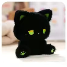 16cm Cute Black Kitten Plush Toy, Cartoon Stuffed Doll