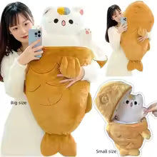 40/60/80cm Taiyaki Cat Plush Toy, Kawaii Stuffed Pillow