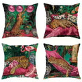 Home Decor Leopard & Tropical Floral Decorative Pillow Covers Pattern