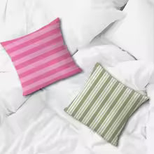Pink Striped Decorative Throw Pillow Cover for Sofa