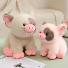 Cute Piglet Plush Toy Fluffy Sitting Pig Stuffed Animal