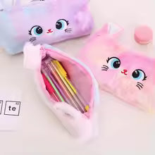 Cute gradient kitten pencil case with large capacity and high aesthetic value