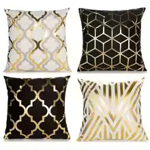 Geometric Gold Pattern Decorative Throw Pillow Cover