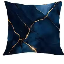 Dark Blue Gold Marble Pattern Decorative Throw Pillow Cover