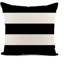 Black White Wavy Stripe Linen Throw Pillow Cover