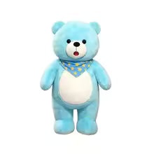 Blue Star Scarf Teddy Bear Plush Toy - Soft Pillow for Soothing Pets.