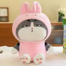 22/40cm Cartoon Cat Plush Toy, Hooded Stuffed Animal