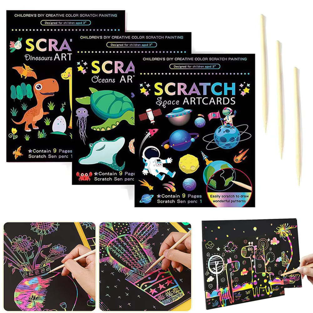 Rainbow Scratch Art Paper Set for Kids
