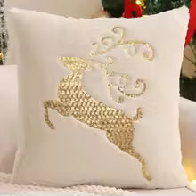 Christmas Faux Fur Reindeer Throw Pillow Cover
