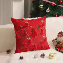 Christmas Tree Santa Knitted Throw Pillow Cover