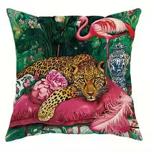 Home Decor Leopard & Tropical Floral Decorative Pillow Covers Pattern