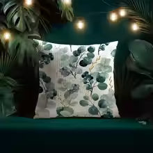 Watercolor Eucalyptus Pillow Cover – Natural Linen Floral Decor