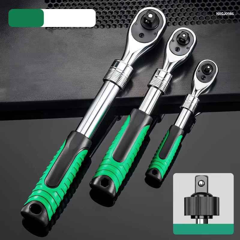 Telescopic Socket Ratchet Wrench 72-Tooth Adjustable Head Quick Release Automotive Repair Tool