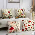 Romantic Flowers Short Plush Throw Pillow Cover