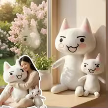80/110cm Big White Cat Plush Toy Soft Stuffed Animal