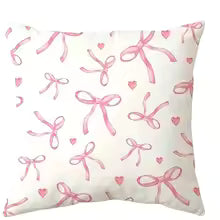 Pink bow cherry pattern printed pillowcase, soft and comfortable, sofa cushion cover