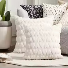 Valentine's Day Plush Pillow Cover with Heart Embroidery Jacquard Cushion for Sofa Living Room Decor