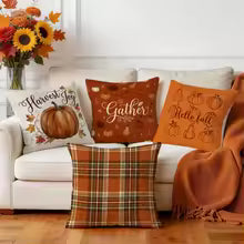Plaid Pumpkin Throw Pillow Cover – Fall Harvest Decor