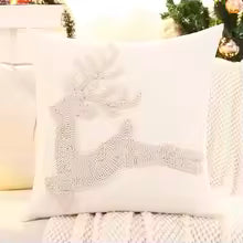 Christmas Snowflake Reindeer Throw Pillow Cover
