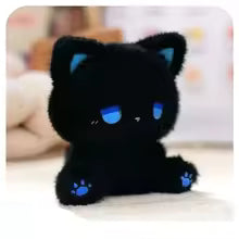 16cm Cute Black Kitten Plush Toy, Cartoon Stuffed Doll