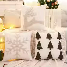 Christmas Snowflake Reindeer Throw Pillow Cover