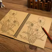 A5 A6 Spiral Sketchbook – 50 Sheets Kraft Paper Blank Drawing Notebook