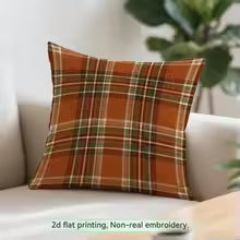 Plaid Pumpkin Throw Pillow Cover – Fall Harvest Decor